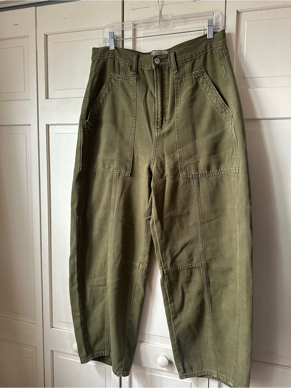 Universal Thread Olive Green Utility High-Waist Barrel Pants - Picture 2 of 12